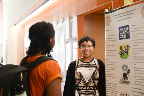 Student at poster presentation